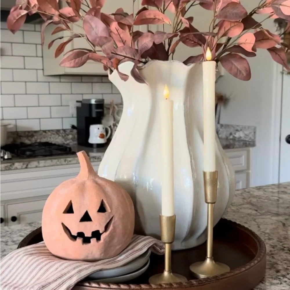 16” Pleated Ceramic Rustic Vase Sour Cream - Hearth & Hand™ with Magnolia